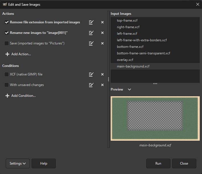 Dialog of Edit ans Save Images