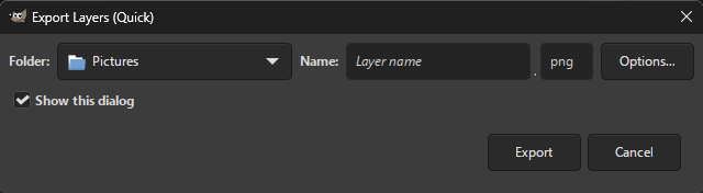 Dialog of Export Layers (Quick)