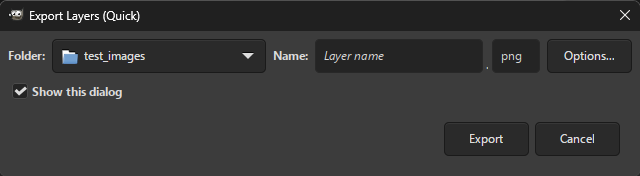 Dialog of Export Layers (Quick)