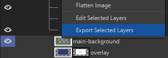 Menu Entry for Export Selected Layers